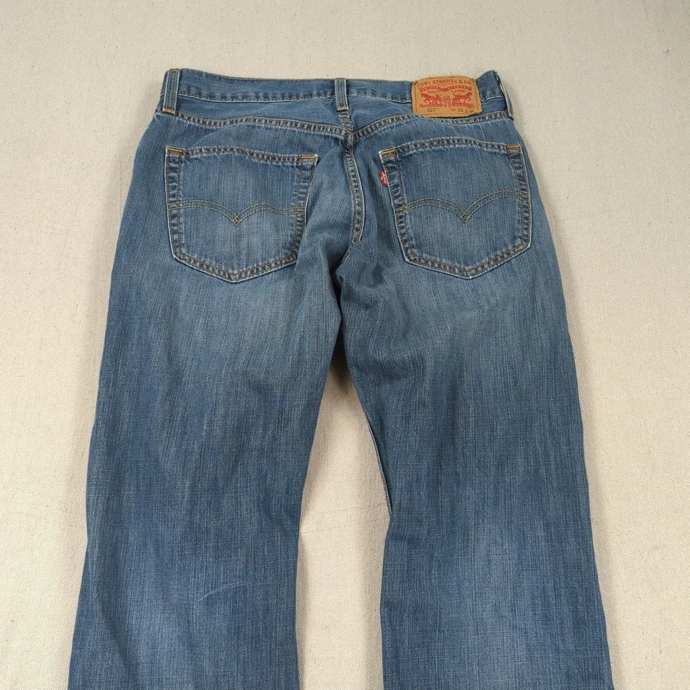 Levis Jeans Mens 32x30 Blue 527 Boot Cut Western Cowboy Faded Distressed